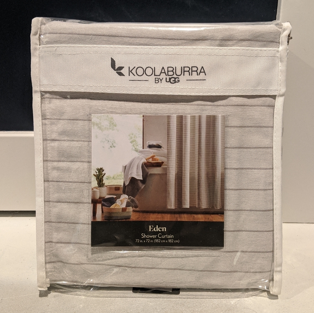 NWT KOOLABURRA by UGG Eden Beige Striped 72" x 72" Shower Curtain